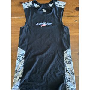 USSSA Men’s Tank Size Medium Black  W/ Digi Camo Print Badger Brand
